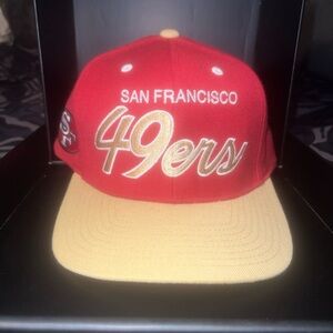 VINTAGE San Francisco 49ers Snapback Hat Mitchell & Ness NFL Football Red & Gold